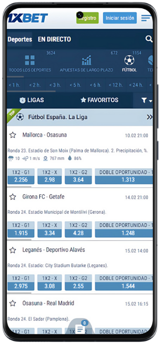 1xBet Captura de pantalla de deportes