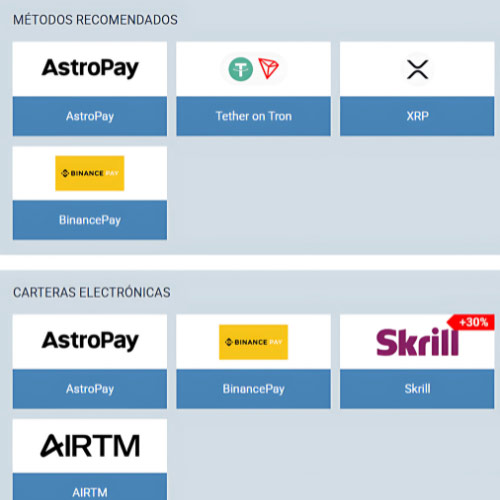 Instrucción Deposite fondos en su cuenta